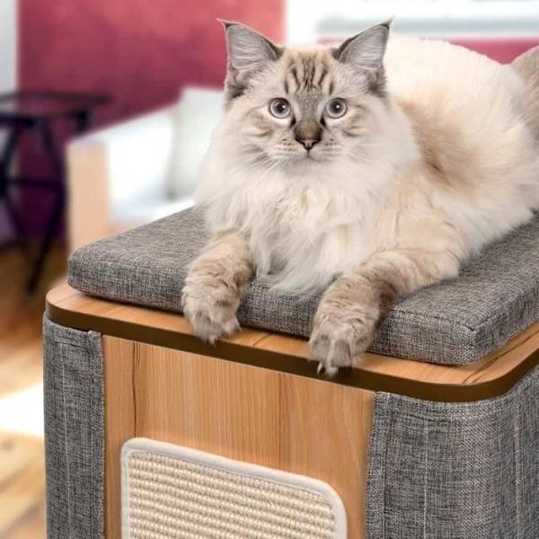 VESPER MDF Cat Tree - 42,5 x 87 x 42,5 cm - Stengrå stengrå