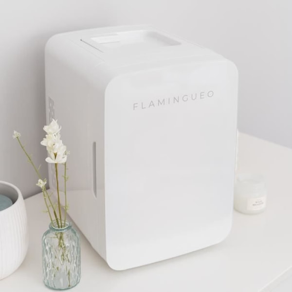 Minikylskåp - Flamingueo - 10L - Varm/Kall funktion - Retrodesign - Tyst 28dB Vit