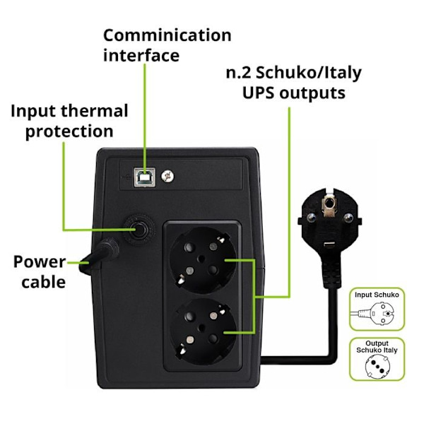 Ondulator - Tecnoware - ERA PLUS 1100 - 1100VA - Överspänningsskydd - Autonomi 10 min
