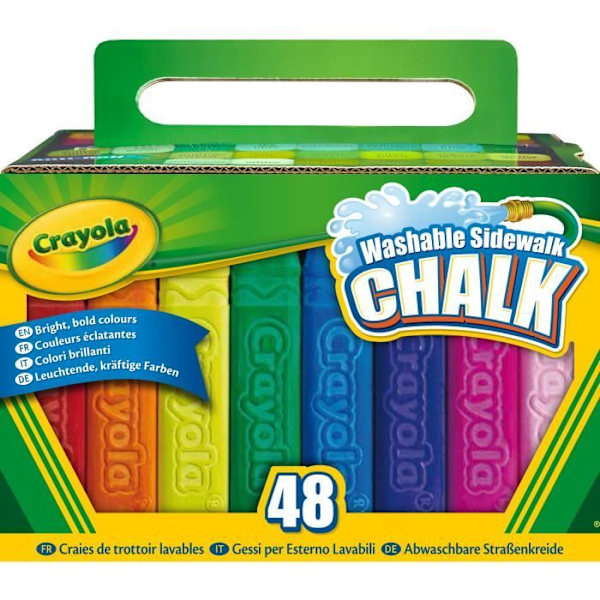 Tvättbara trottoarkritor - CRAYOLA - Låda med 48 - Brett utbud av färger - Fyrkantig form Flerfärgad