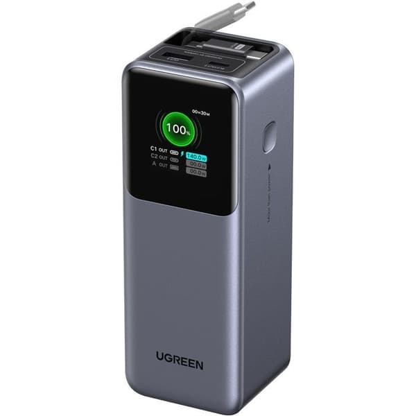 Extern batteri - UGREEN - 165W - USB-A och USB-C - Dragbar - Svart