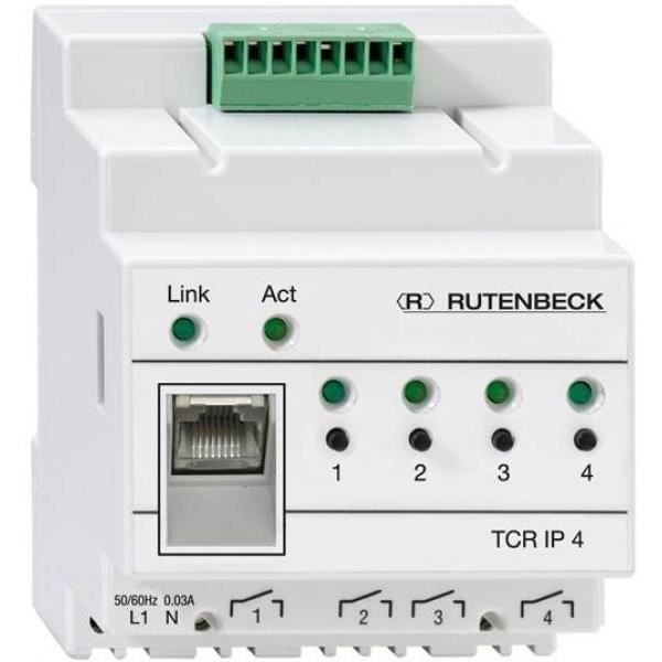 Rutenbeck (700802610) TCR IP 4 R-Control IP 4 Fernschaltgerät, Netzwerkanschluss, Zeitschaltfunktion, Temperatur, REG, ljusgrau