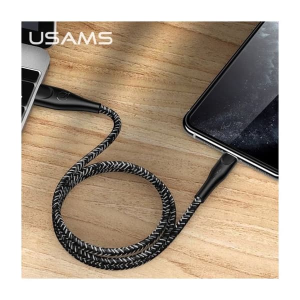 USAMS 1m svart Lightning-kabel för iPhone