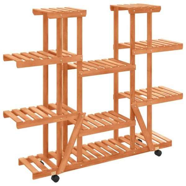 vidaXL Blomsterställ med hjul 110x25x115 cm Solid Gran Wood 362860