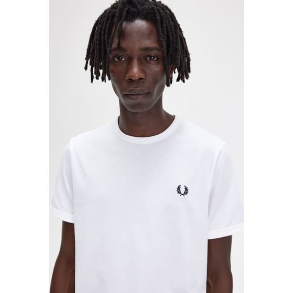 Fred Perry Ringer T-shirt "Vit" Vit S