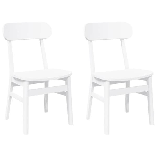 vidaXL Matstolar 2 st vit massivt gummiträ, matsalsstol, stol, soffstol, matstolar, stol 4102441