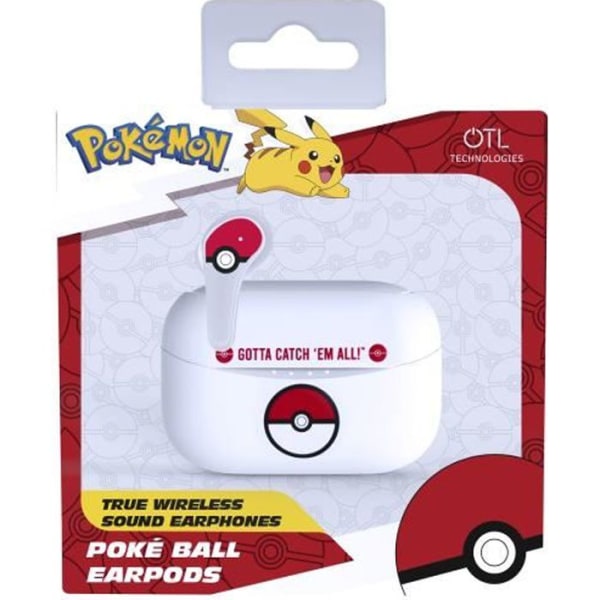 Technologies Wireless Bluetooth V5.0 hörlurar för barn Pokemon Pokeball med laddningsbox. vit röd