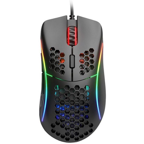 Gamingmus - Glorious - Modell D - Trådad - 12000 dpi - 6 knappar - Matt svart