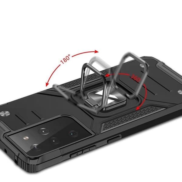 Coque Hybride - WOZINSKY - Ring Armor - Samsung Galaxy S22 Ultra - Blå - Förstärkt skydd Blå