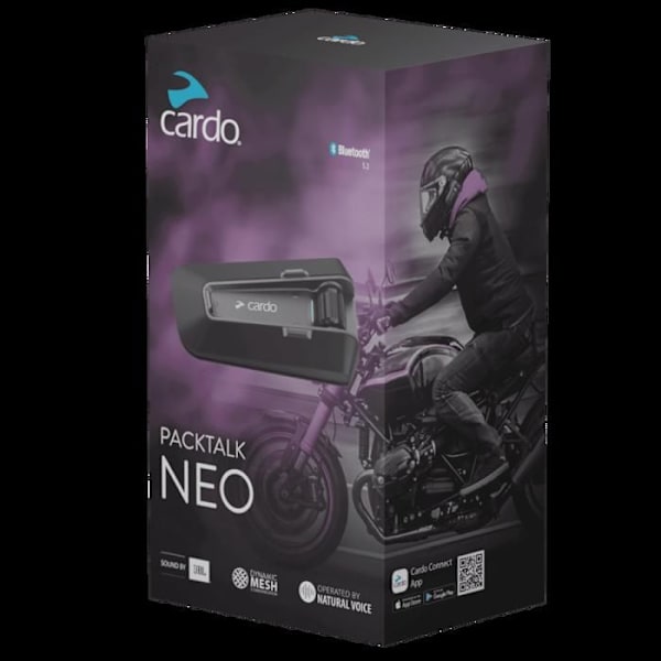 Intercom Bluetooth - CARDO - PACKTALK NEO SOLO - Vattentålig IP67 - Röststyrning - DMC 2Gen CN