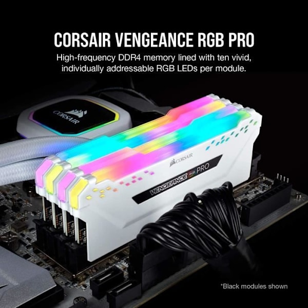 RAM-minne - CORSAIR - Vengeance RGB Pro Series DDR4 - 16GB 2x8GB DIMM - 3200 MHz - 1,35V - Vit (CMW16GX4M2C3200C)