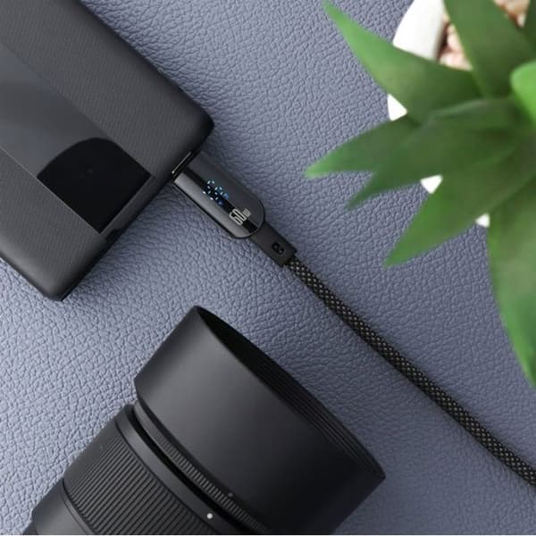 USB-kabel - FORCELL - USB-A ↔ USB-C 1,2 m - USB 2.0 - Flätad - Svart