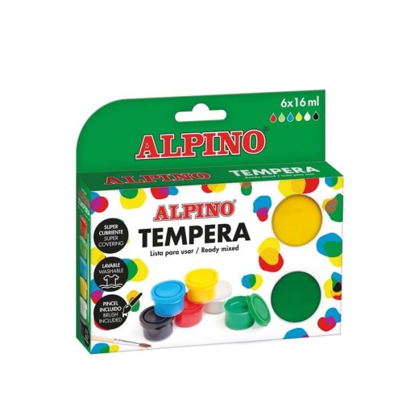 Alpino färgset Tempera färg 6 x 16 ml | Skolmaterial