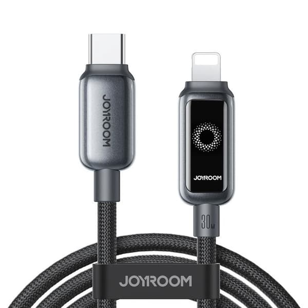 Flätad USB-C-kabel - iPhone Lightning 30 W 1,2 m - Svart