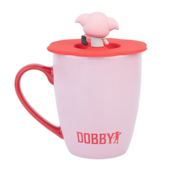 Mugg - HARRY POTTER - DOBBY - 350ML - Keramik - Silikon - 3D-figur röd ros
