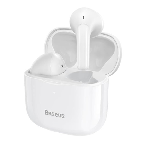 Baseus E3 trådlös hörlur-Bluetooth 5.0-IP64 Vattentät-25 timmars batteritid-blixtladdning i 10 min-vit