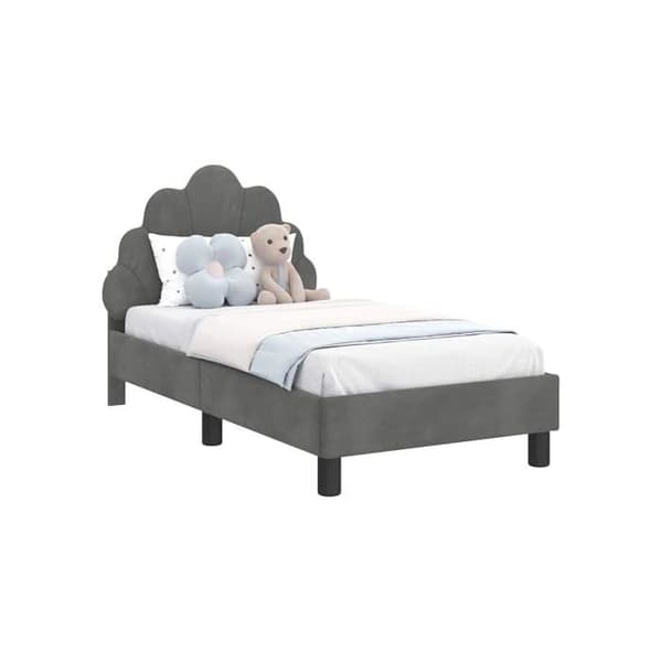 Modern sängram - vidaXL - Mörkgrå - Sammet - 148x80x79 cm - Maximal vikt 140 kg - Lamellram Mörkgrå
