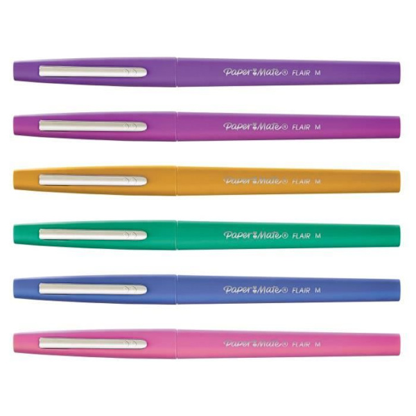 PAPPER MATE Uppsättning av 6 Flair Candy Pop filtpennor - Medium punkt - Sortiment av färger Flerfärgad