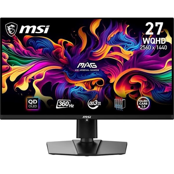 Gaming-skärm - MSI - MAG 271QPX QD-OLED - 26,5 tum - 360Hz - 0,03ms Svart