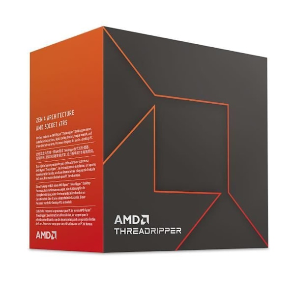 AMD Ryzen Threadripper 7970X (4,0 GHz - 5,3 GHz) - 32-kärnig 64-tråds processorsockel sTR5 Cache 160 MB 5 nm TDP 350W (boxversion