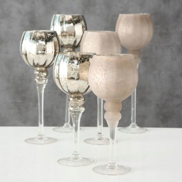 Bougeoir - chandelier Pigmejka Bougeoirer i glas, stora muggor, färg champagne, 3 stycken
