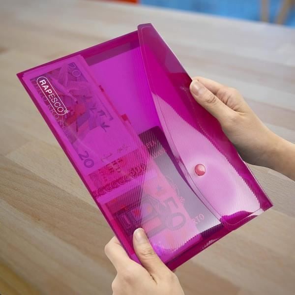 Påsar - Tryckknapp - A5 - Halvtransparent - 10 färger - Rapesco 10 olika färger