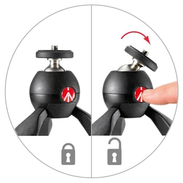 MANFROTTO MTPIXI-B stativ - Justerbara ben - Makroläge - Porträttkulhuvud - 2,5 kg - Svart