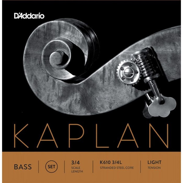 D'Addario böjd D'Addario Kaplan kontrabas strängsats, 3/4 hals, lätt spänning