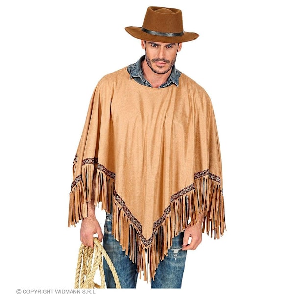 Kostym - GENERIC - Lyxig indisk vuxenponcho - Brun - Mockalook - Fransar kastanj