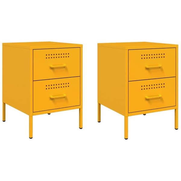 vidaXL Sängbord 2 st senapsgul 36x39x50,5 cm stål 842929