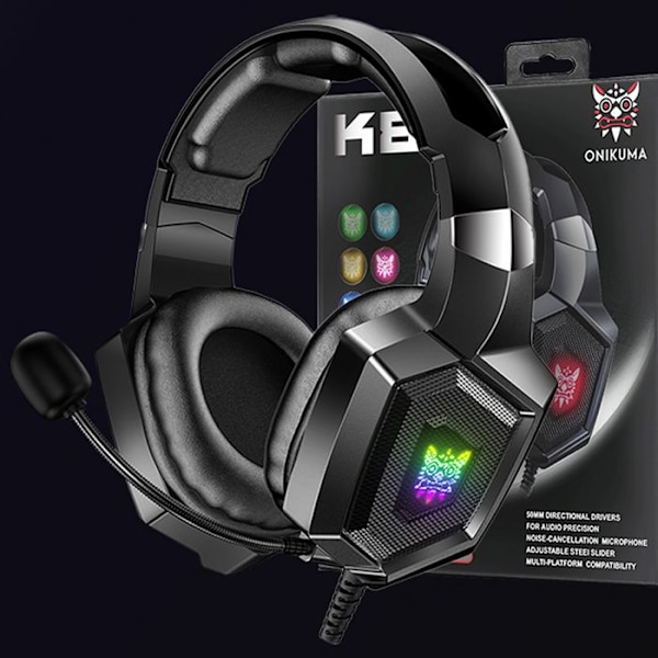 Trådlöst spelheadset - Onikuma - K8 - RGB - Svart - On-ear - Integrerad mikrofon Svart