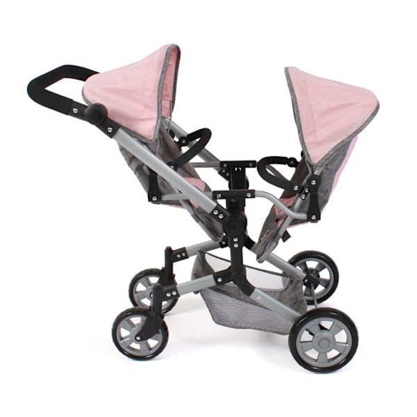 Kombinerad barnvagn - Bayer Chic - 690-15 - Rosa - Justerbar - För dockor upp till 52 cm grå-rosa