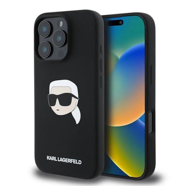 Coque Souple - Karl Lagerfeld - iPhone 16 Pro - Silikon Vätska - Svart - Design Karl Head Svart