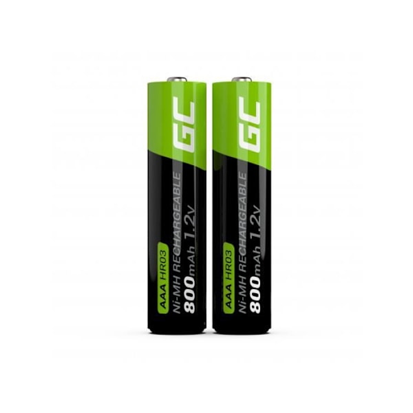 Green Cell 800mAh 1,2V Paket med 2 Ni-MH uppladdningsbara batterier Typ AAA, förladdade, hög kapacitet, mikrobatteri, HR03 SVART