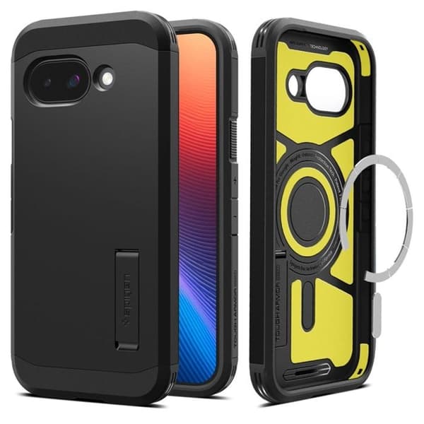 Coque - Google Pixel 9a - Spigen Tough Armor MagSafe - Svart - Stötsäker - Hård svart