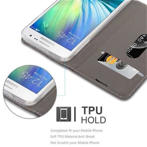 Cadorabo Samsung Galaxy A3 2015 (5) fodral i gråsvart tyg-imiterad läderdesign med 360° flik Mörkgrå