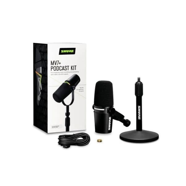 Shure MV7+ K med bordsstativ Dynamisk mikrofon Svart