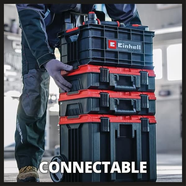 Einhell Transportlåda E-Case (90 kg max, E-Case-serien från Einhell, stapelbar, låsbar) röd och svart