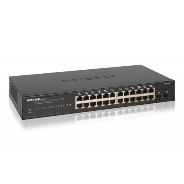 NETGEAR GS324T Hanterbar Ethernet-switch med 24 portar - 2 lager stöds - Modulärt - Twisted Pair, Fiberoptisk Svart