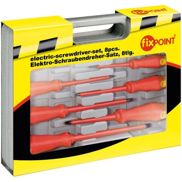 FIXPOINT isolerad skruvmejselsats - 8 skruvmejslar inklusive 1 spänningsprovare