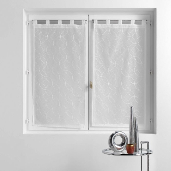 Paret höger genomgående 2 x 60 x 120 cm sandat tyg broderad Olympia Vit Vit