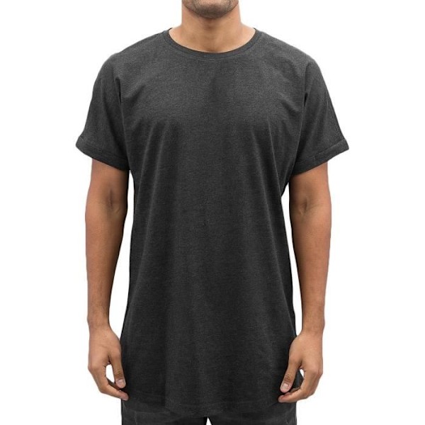 T-Shirt Lång Formad Uppvikt - Urban Classics - Man - 100% bomull - Färg grå - Korta ärmar Grå jag