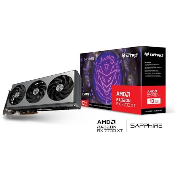 SAPPHIRE - Grafikkort - NITRO+ AMD RADEON™ RX 7700 XT GAMING OC 12GB - GDDR6 - DUBBLA HDMI / DUBBLA DP