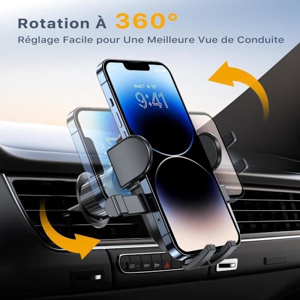 Telefonstöd för bil - Miracase - Auto-Lock Clip - 360° rotation - Kompatibel med 4-7 tum - Robust metall