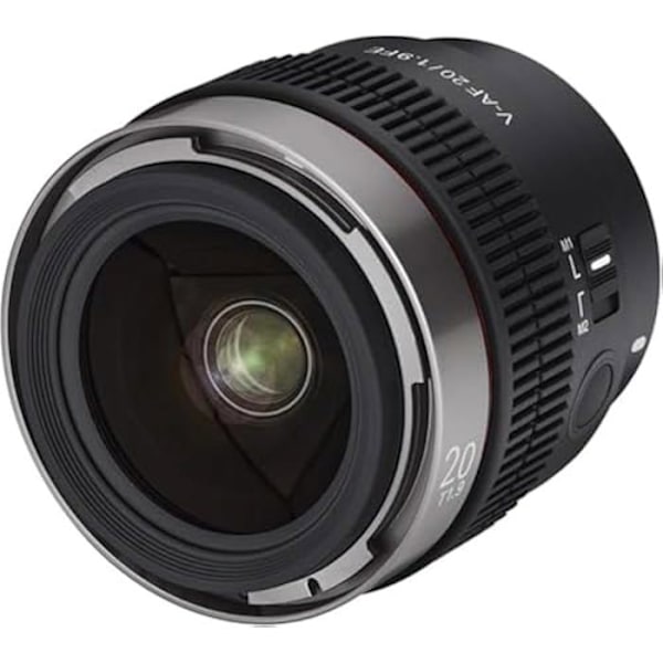 SAMYANG V-AF 20 mm T1,9 FE för Sony E, Videolins, Autofokuslins, Cine-lins 8K, omkopplare