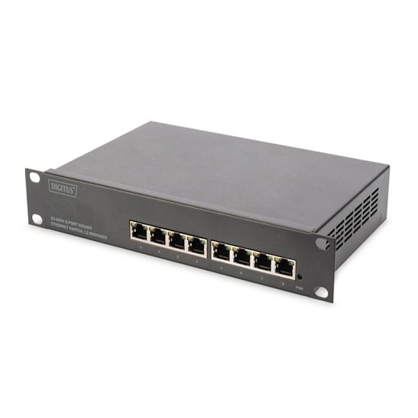 10" rackmonterad Ethernet-switch 8 portar RJ45 Gigabit Managed Svart