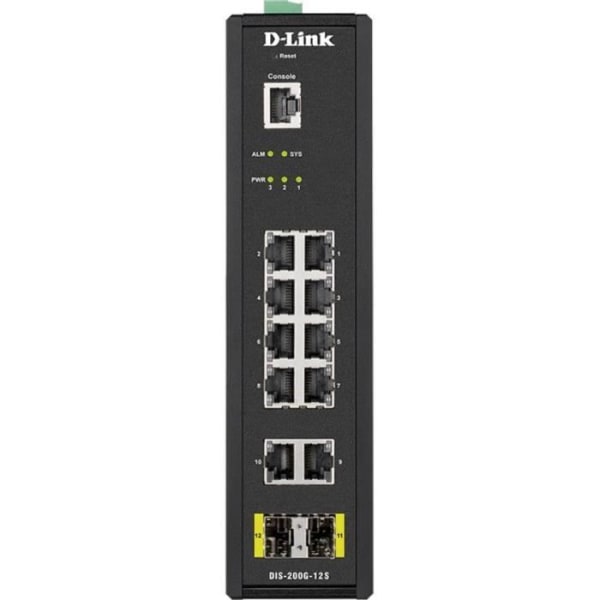 D-LINK DIS-200G-12S Hanterbar Ethernet-switch med 10 portar - 2 lager stöds - Modulär - Twisted Pair, fiberoptisk