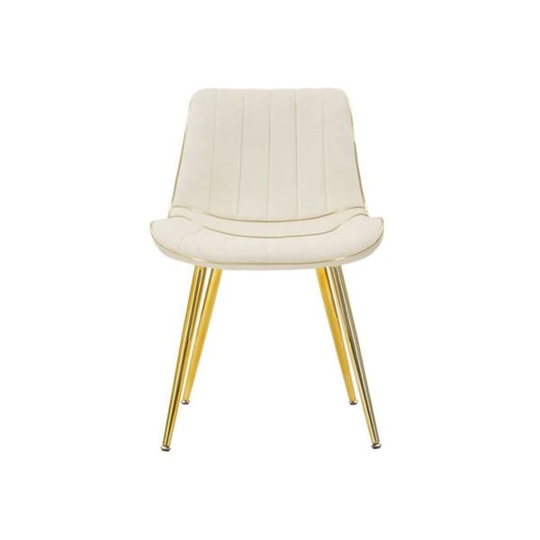 Set med 2 Stolar i Tyg "Paris" 79cm Kräm & Guld
