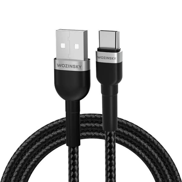 Wozinsky-kabel USB-A till USB-C 2,4 A 2 m för Apple-telefoner, Snabbladdning Svart