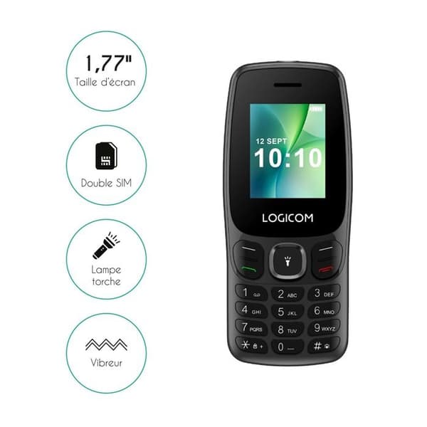 Mobiltelefon - LOGICOM - Posh 405 - 1,77'' - Dubbel SIM - 48 Mo - Svart